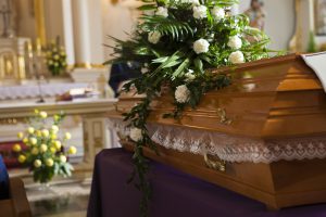 Flowers on a coffin