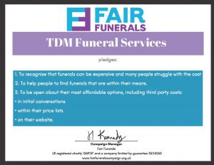 TDM Funeral Services pledge document